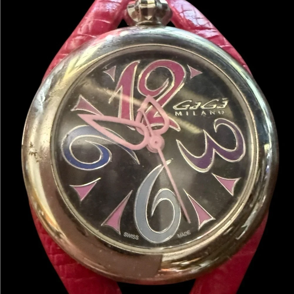GaGa Milano Pink Leather Strap Watch